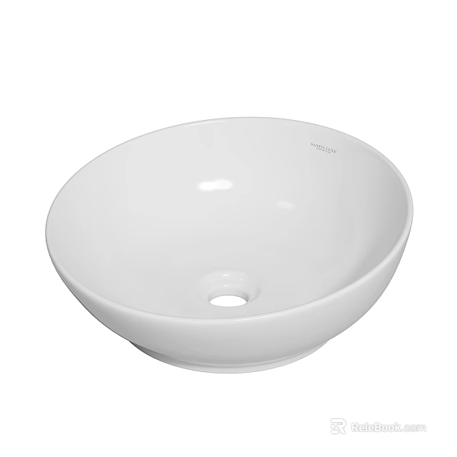 Glossy White Above Counter Washbasin Featuring Smooth Surface and Drain Hole 3d model 
