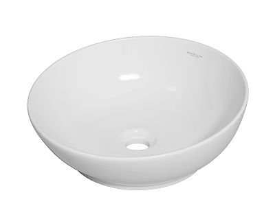 Glossy White Above Counter Washbasin Featuring Smooth Surface and Drain Hole 3d model