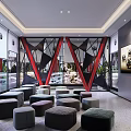 Modern Luxury Conference Room Featuring Geometric Partition Circular Stools And Floor To Ceiling Windows