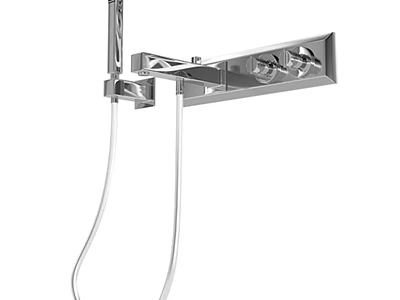 Modern Chrome Wall Mounted Shower Faucet With Handheld Sprayer And Polished Finish 3d model