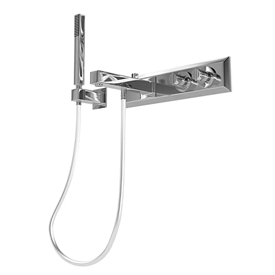 Modern Chrome Wall Mounted Shower Faucet With Handheld Sprayer And Polished Finish 3d model