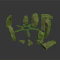 Ancient Stone Building Components Featuring Various Shaped Blocks And Structures 3d model