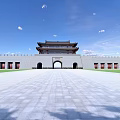 Ancient building city gate commercial 3d model