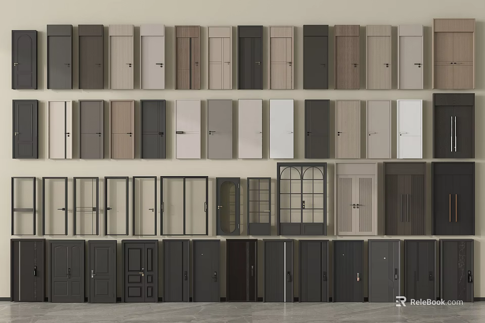 Modern Security Doors In Various Styles Colors And Materials For Home Protection 3d model 
