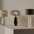 Contemporary Table Lamps With Fabric Glass Shades And Geometric Decorative Bases