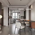 Modern Minimalist Living And Dining Room With Cozy Soft Furnishings And Bright Large Window View
