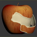 Fresh Red And Orange Apple With Partially Peeled Skin Revealing White Flesh On Dark Background