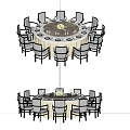 Stylish Round Dining Table Set With Matching Chairs And Tabletop Decor 3d model