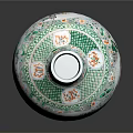 Decorative Green And White Vase With Red Floral Patterns Slender Neck And Spherical Body