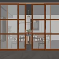 Modern Wooden Frame Sliding Doors With Textured Glass For Interior Space Divider