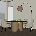 Modern poliform Dining Table and Chair Simple Dining Table and Chair Fishing Lamp 3d model
