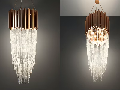 Elegant Modern Crystal Chandelier With Illuminated Metal Frame And Hanging Crystal Strands 3d model