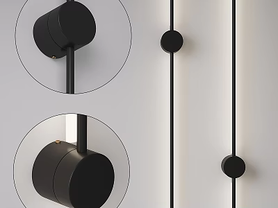 Modern Black Circular Wall Lamp With Minimalist Design And Decorative Elements 3d model