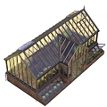 Classic Garden Greenhouse Design With Glass Panels And Brick Base For Plant