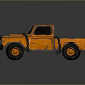 Orange Vintage Truck With Chain Accent Black Tires And Orange Wheels