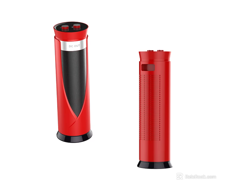 Red Column Shaped Home Devices With Grid Design And Ventilation Holes 3d model