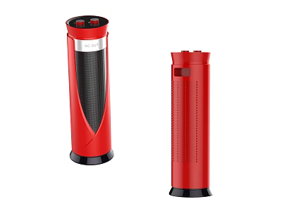 Red Column Shaped Home Devices With Grid Design And Ventilation Holes 3d model