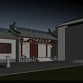 Traditional Chinese Ancient Architecture With Carved Eaves Plaque Courtyard Lawn And Stone Steps