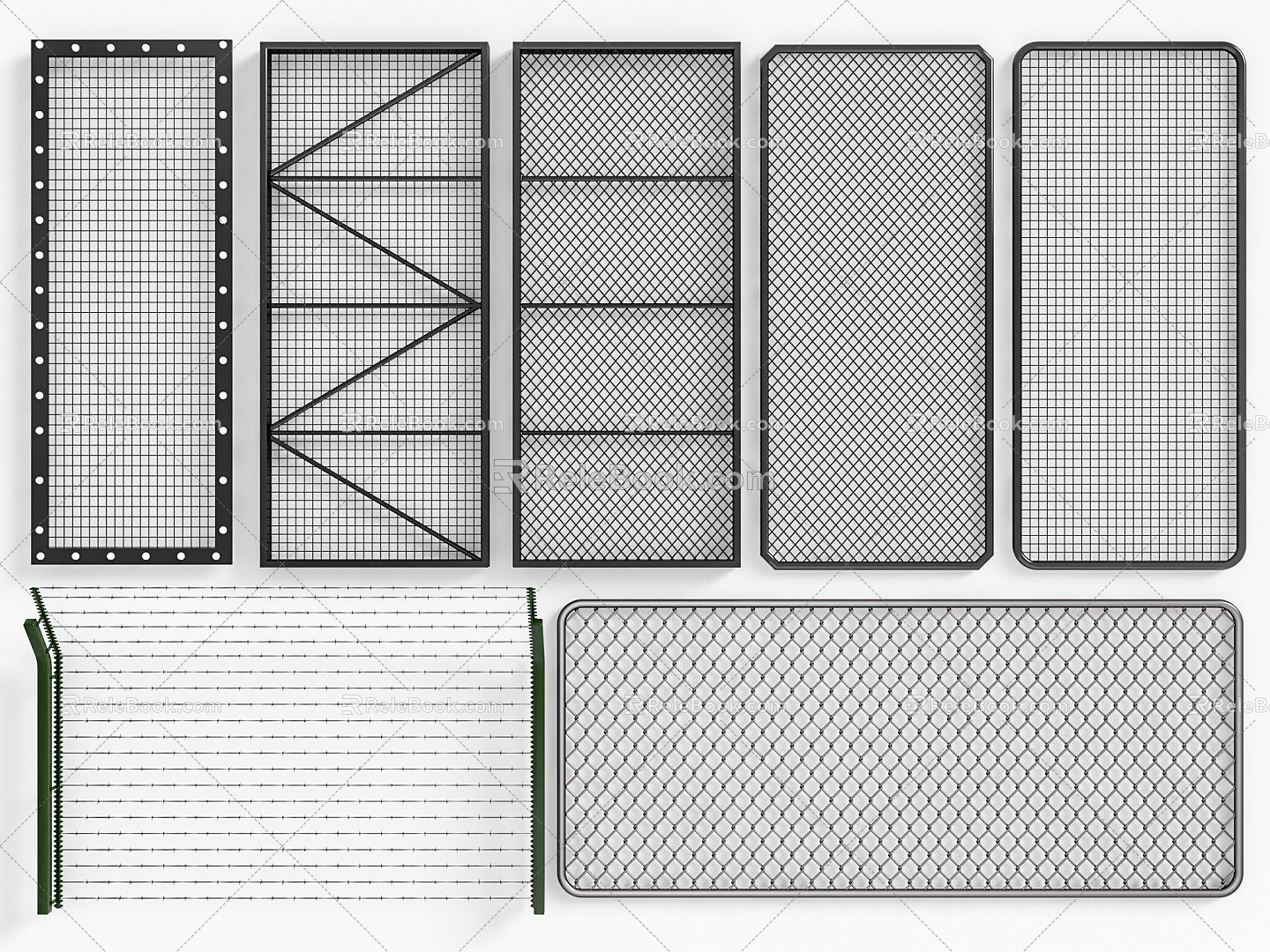 Industrial wind steel wire mesh partition 3d model