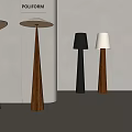 Modern Floor Lamps With Wooden And Metal Conical Bases And Light Shades