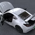 White Sports Car With Open Hood Revealing Engine Compartment Details