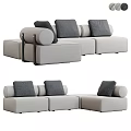 Modern Gray Sectional Sofa With Green Cushions And Modular Design 3d model