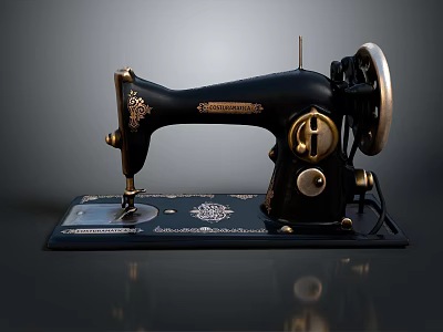 Vintage Sewing Machine As Classic Household Item With Retro Design And Decorative Details 3d model