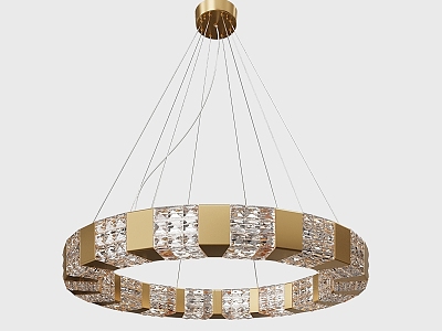 Nordic Chandelier Light Luxury All Copper Crystal Circle Simple Creative Atmosphere Designer Living Room Dining Room Bedroom 3d model