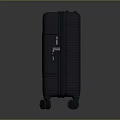 Dark Gray Hard Shell Suitcase with Vertical Striped Design Rolling Wheels and Front Label 3d model