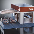 Sooca Restaurant Stylish Outdoor Seating With Wooden Canopy And Modern Bar Counter