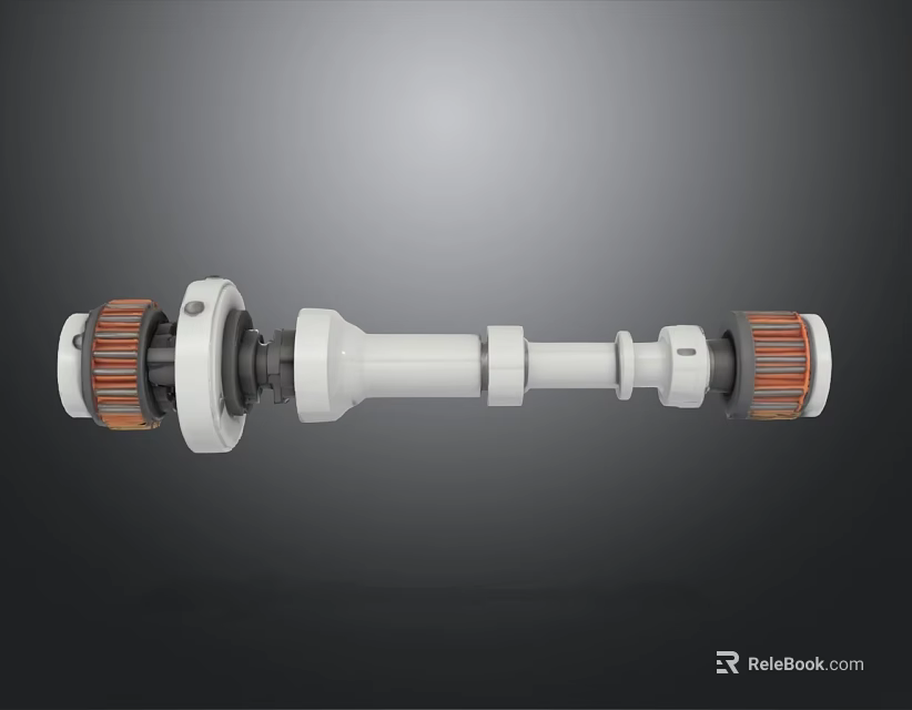 High Quality Hardware Shaft Tool With White Body And Orange End Components 3d model 