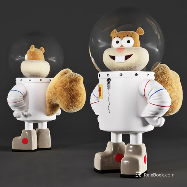 Cute Astronaut Themed Plush Toy With Transparent Helmet White Body And Fluffy Ears 3d model 