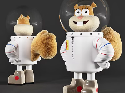 Cute Astronaut Themed Plush Toy With Transparent Helmet White Body And Fluffy Ears 3d model