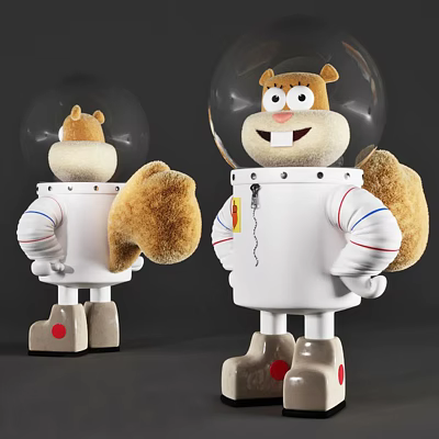 Cute Astronaut Themed Plush Toy With Transparent Helmet White Body And Fluffy Ears 3d model