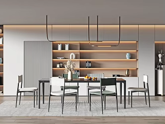 Modern Restaurant Dining Table and Chair Combination 3d model