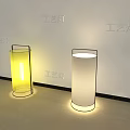 Artisanal Craft Table Lamp Cylindrical Design Yellow White Shades With Metal Frame