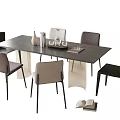 Modern Dining Table and Chair Combination Dining Chair Dining Table 3d model