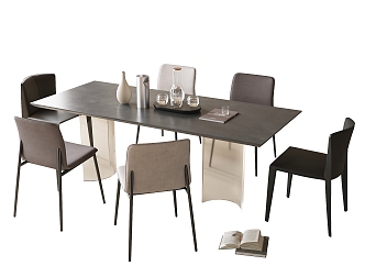 Modern Dining Table and Chair Combination Dining Chair Dining Table 3d model