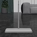 Efficient Household Cleaning Mop With Stainless Steel Handle And White Microfiber Pad