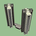 Modern High Rise Twin Residential Towers With Connected Structure And Balcony Design