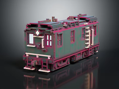 Detailed Green Red Train Model With Windows Ladder And Classic Design Elements 3d model