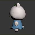 Hello Kitty Character With Green Bow Blue Dress White Face Black Whiskers Yellow Nose