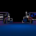 Young Themed Exhibition Booths With Neon Lights And Infinite Possibilities Signage