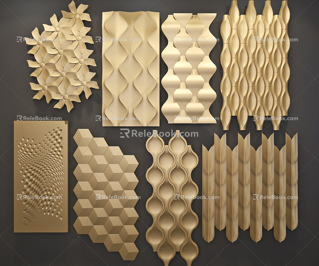 Post-modern wall wall decoration board wave board 3d model