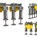 Automotive Parts Including Shock Absorbers Coil Springs And Yellow Connectors For Vehicle Suspension