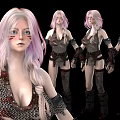 Female Game Character With Pink Gradient Hair Chainmail Outfit And Backless Design
