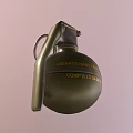 Green Hand Grenade With Fragmentation Type Metal Pin Fuse Top And Yellow Text