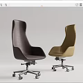Modern Gray and Yellow Leather Office Chair With Swivel Wheels