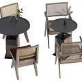 Rattan Casual Table and Chair Combination 3d model
