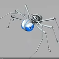 Futuristic Mechanical Spider Character Featuring Robotic Legs Blue Spherical Body And Blue Eyes